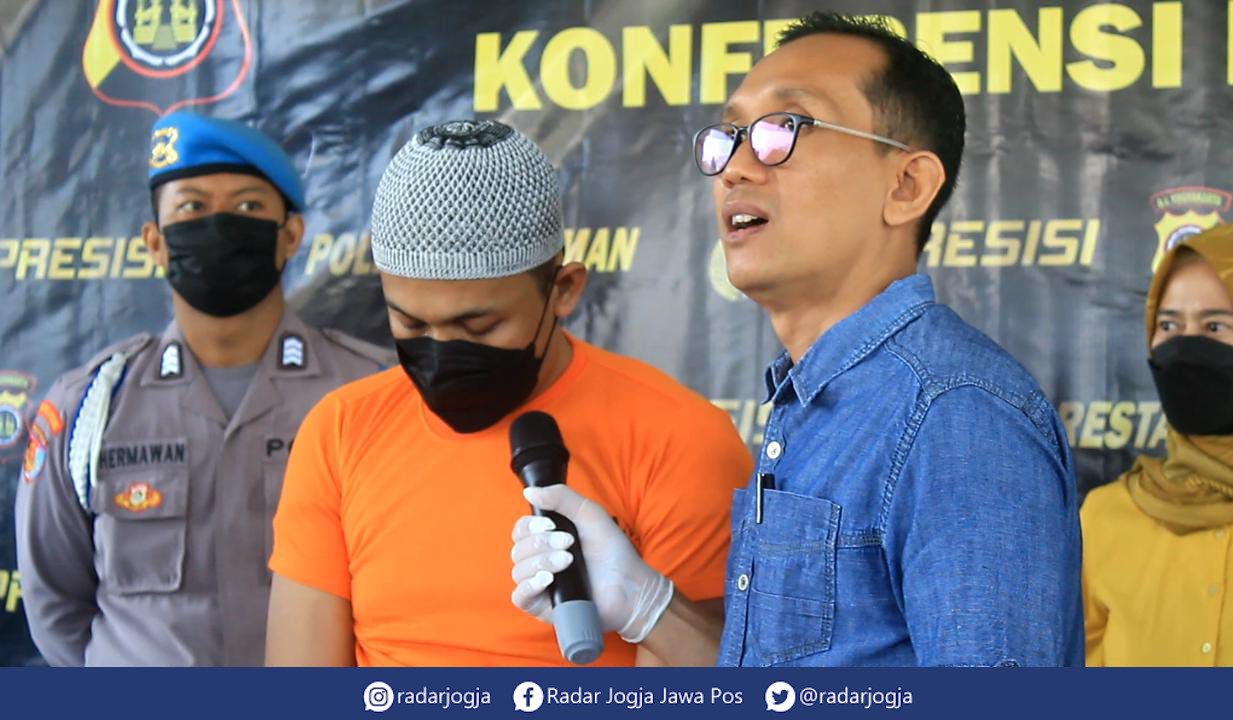 UNGKAP : Jumpa pers terkait ungkap kasus tindak pidana kekerasan seksual pada anak di Mapolresta Sleman, Kamis (4/5).