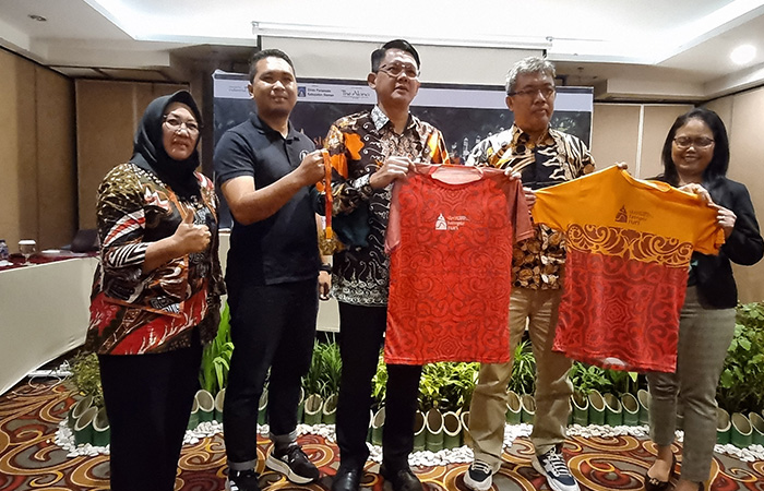 Sesi konferensi pers Sleman Temple Run 2023, agenda sport tourism dari Dinas Pariwisata kabupaten Sleman ini diharapakan mencapai keterlibatan 1.000 peserta lari.