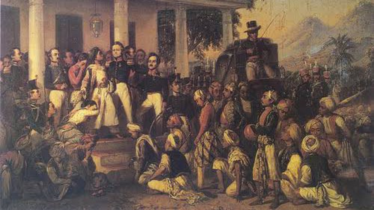 NASIONALIS: Lukisan Raden Saleh Penangkapan Diponegoro. (Dok Kemdikbud)