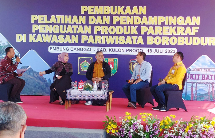 GALI POTENSI: Pembukaan pelatihan dan pendampingan empat desa wisata Gelang Projo di di Kawasan Embung Canggal, Kalurahan Sidoharjo, Kapanewon Samigaluh, Kulon Progo.