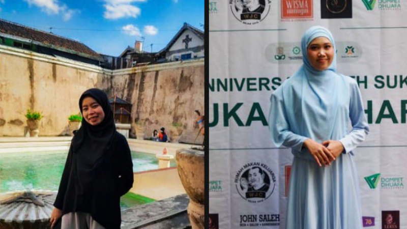 PRESTASI: Mahasiswa UIN Sunan Kalijaga Putri Sekar Giri Fatimah Mahbubah (kanan, pakaian biru) dan Solluuhiyyah mendapat beasiswa MOSMA Kemenag kuliah di Amerika Serikat. (Istimewa)