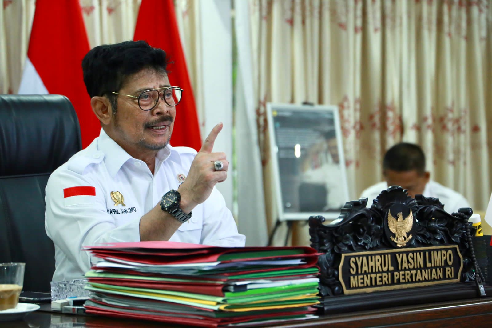 Menteri Pertanian, Syahrul Yasin Limpo (SYL) saat membuka pelatihan sejuta petani dan penyuluh volume 7 dengan tema pertanian ramah lingkungan.