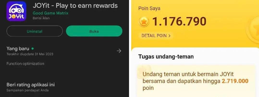 APLIKASI: Sekarang sedang viral adalah aplikasi JOYit. (Istimewa)