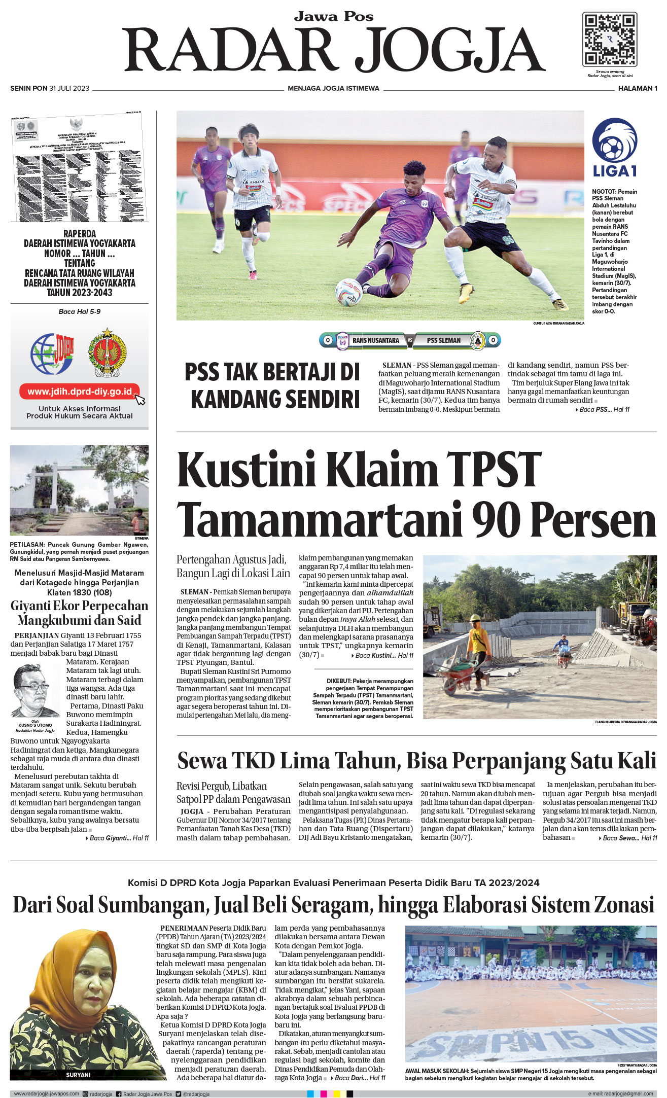Jawa Pos Radar Jogja edisi Senin 31 Juli 2023
