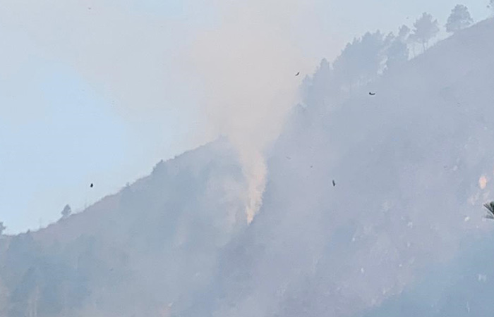 KOBARAN API: Api membumbung tinggi terlihat di Gunung Andong