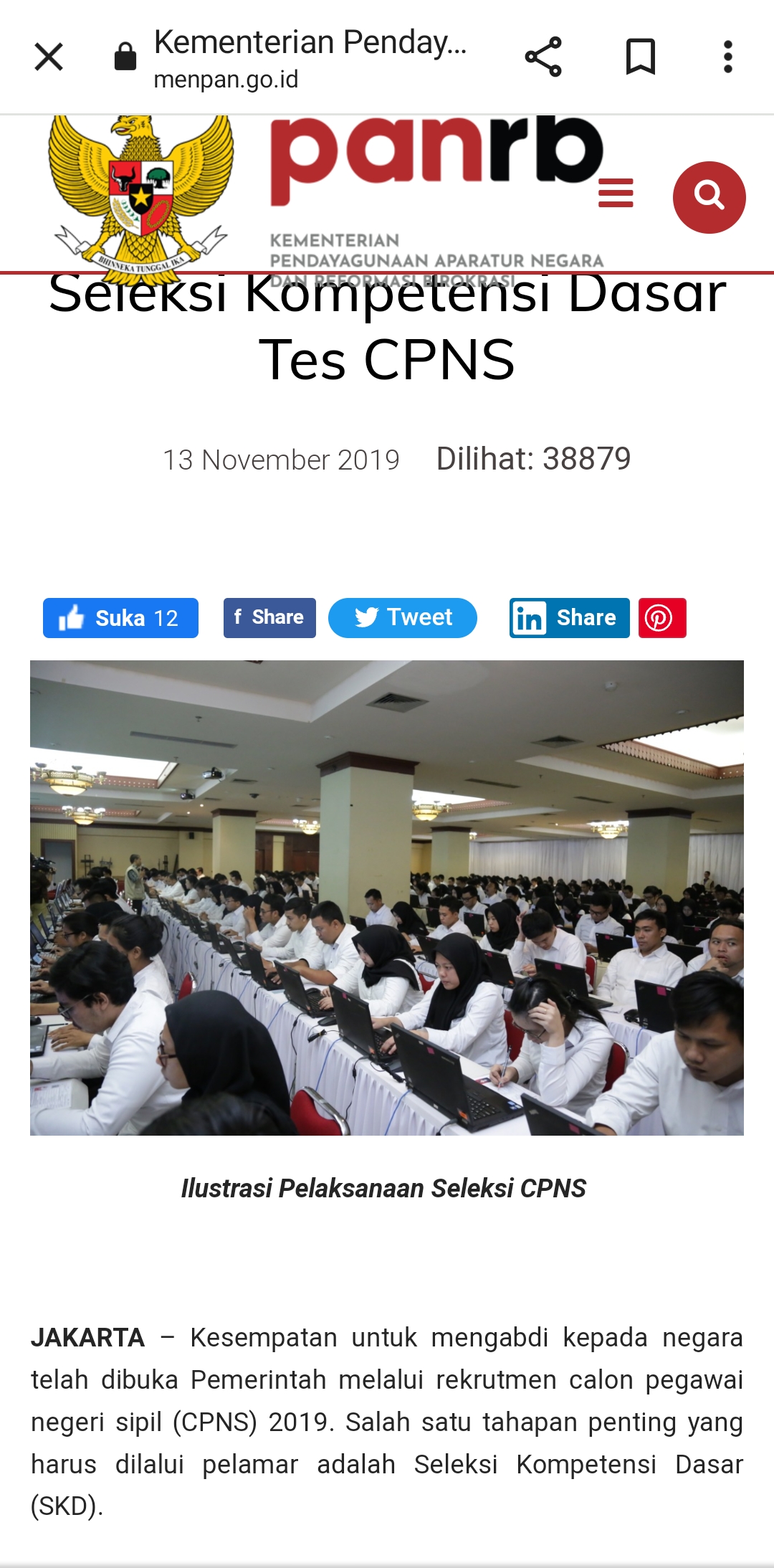 Ilustrasi Pelaksanaan Seleksi CPNS (Website Menpan RB)