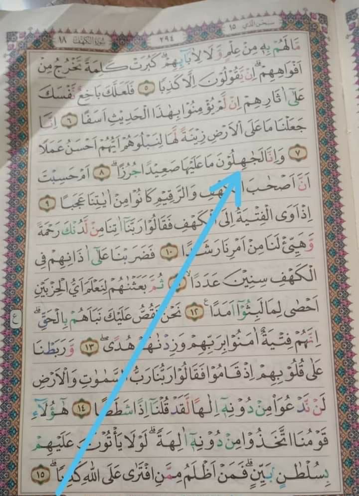 Kesalahan penulisan huruf di ayat ke delapan Surat Al Kahfi