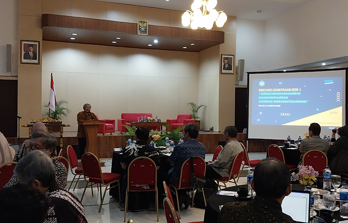 SINERGITAS: Gathering media di UNY Jogja demi tingkatan kolaborasi publikasi riset ilmu pengetahuan Selasa (15/8/23).