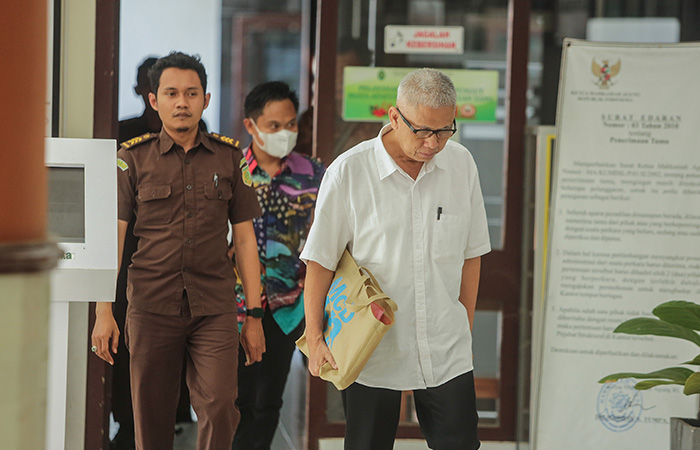 Mantan Kepala Dinas Pertanahan dan Tata Ruang (Dispertaru) DIJ Krido Suprayitno bersaksi dalam persidangan penyalahgunaan tanah kas desa (TKD).Elang Kharisma Dewangga/Radar Jogja