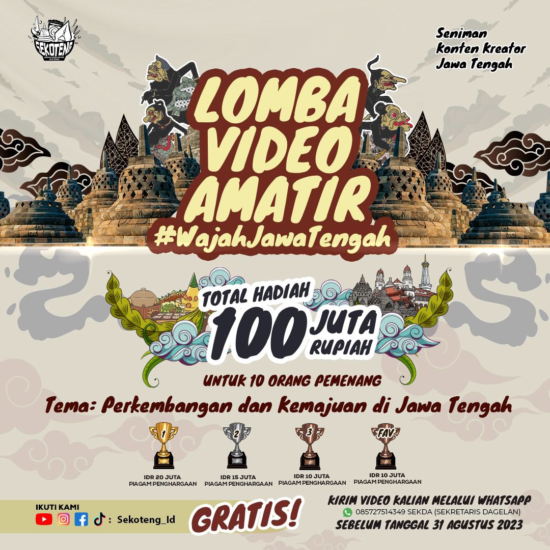LOMBA: Kompetisi video amatir bertema &ldquo;Wajah Jawa Tengah&rdquo; yang digagas oleh Komunitas Seniman Konten Kreator Se-Jawa Tengah (Sekoteng). (ISTIMEWA)