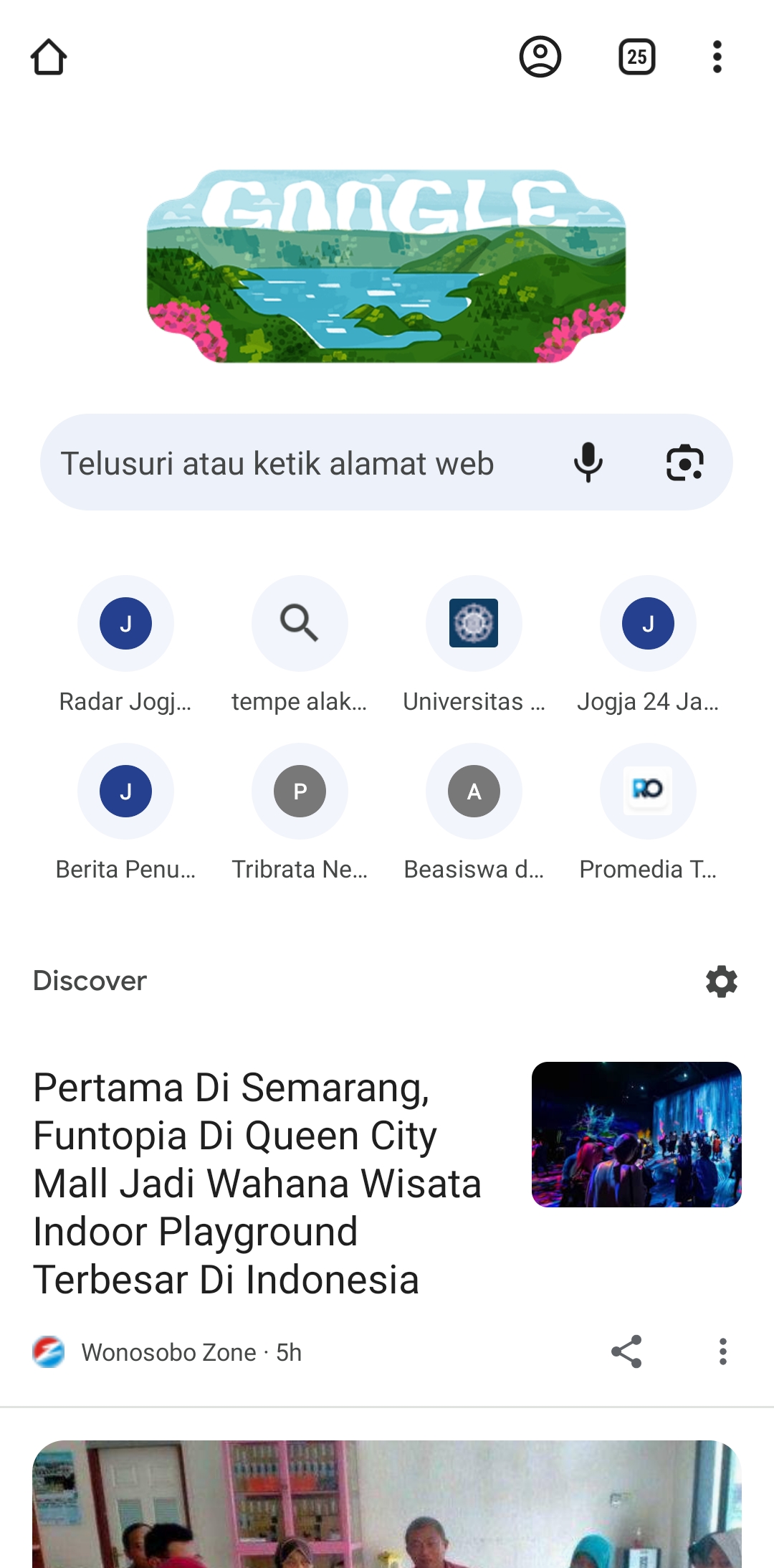 Danau Toba menjadi tampilan Google Doodle, Kamis (31/8/2023). Dalam rangka emperingati tiga tahun Danau Toba masuk dalam UNESCO Global Geopark. (Tangkapan layar Google)