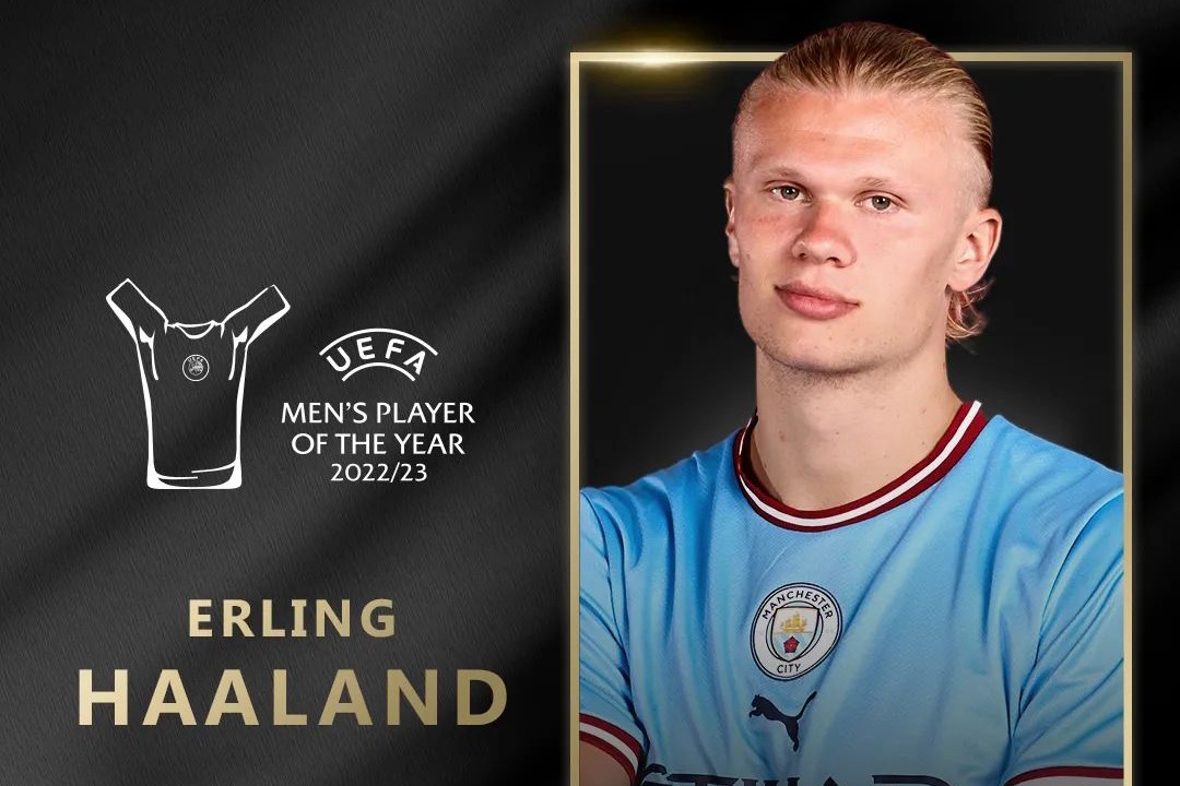 TERBAIK: Pemain Manchester United Erling Haaland menjadi pemain terbaik Liga Champions musim lalu. (Dok UEFA Champions)