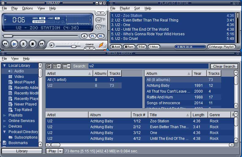 Aplikasi pemutar lagu Winamp