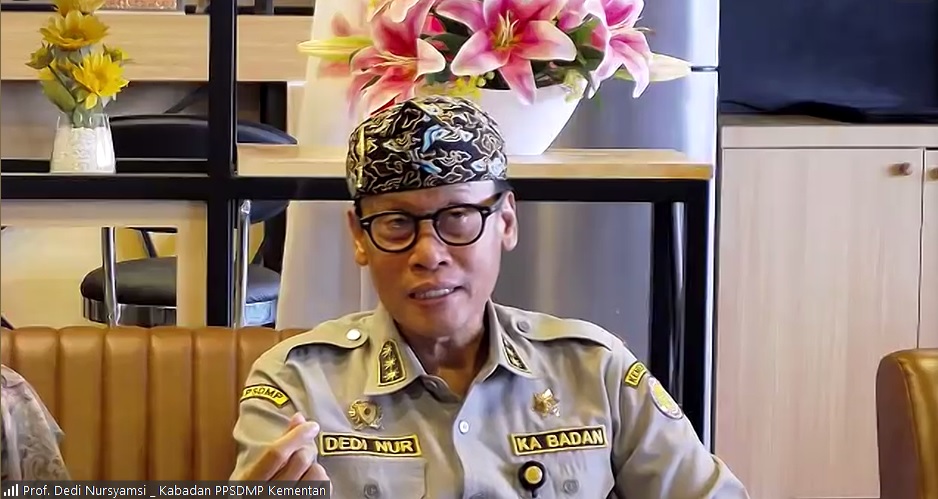 ZOOM MEETING: Kepala Badan Penyuluhan dan Pengembangan SDM Pertanian (BPPSDMP) Kementan Dedi Nursyamsi saat memberikan keterangan terkait pelatihan sejuta petani dan penyuluh, Kamis (14/9). (Istimewa)