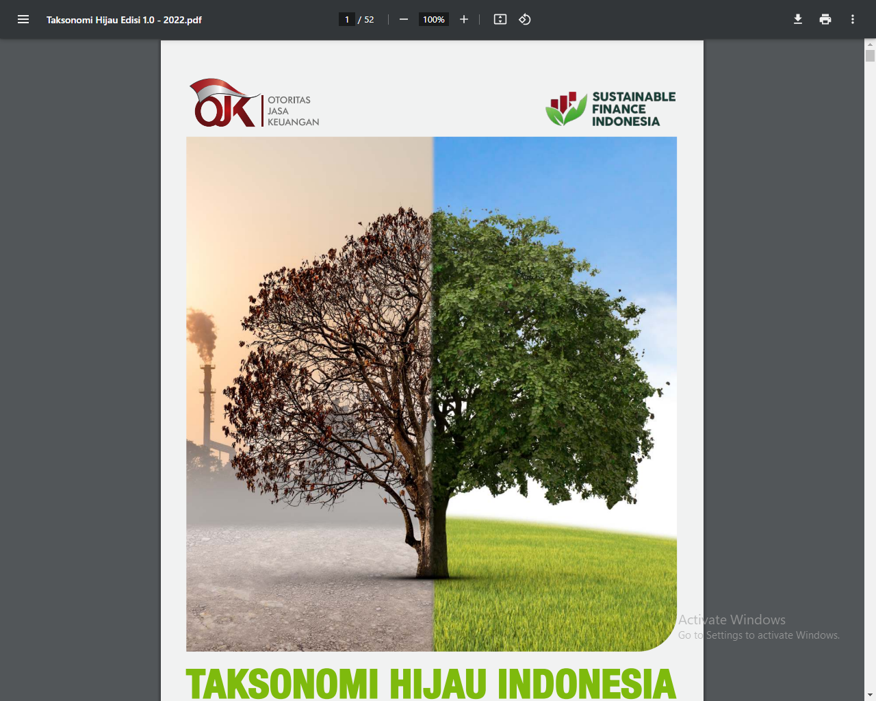 Ilustrasi Taksonomi Hijau Indonesia Edisi 1.0 - 2022. (Website OJK)
