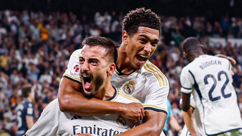 MANTAP: Pemain Real Madrid Joselu usai mengoyak gawang Real Sociedad. (Dok Real Madrid)