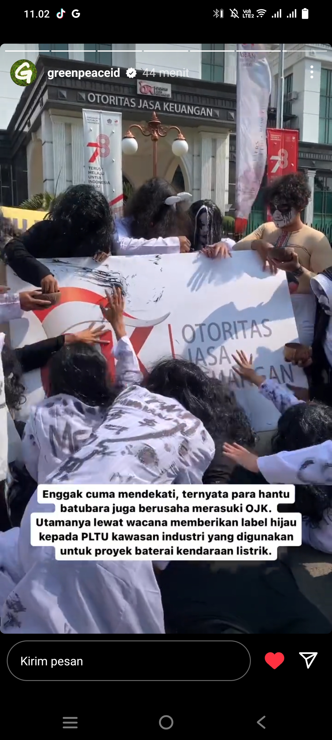 Tangkapan layar  Instagram Greenpeace Indonesia 15 September 2023