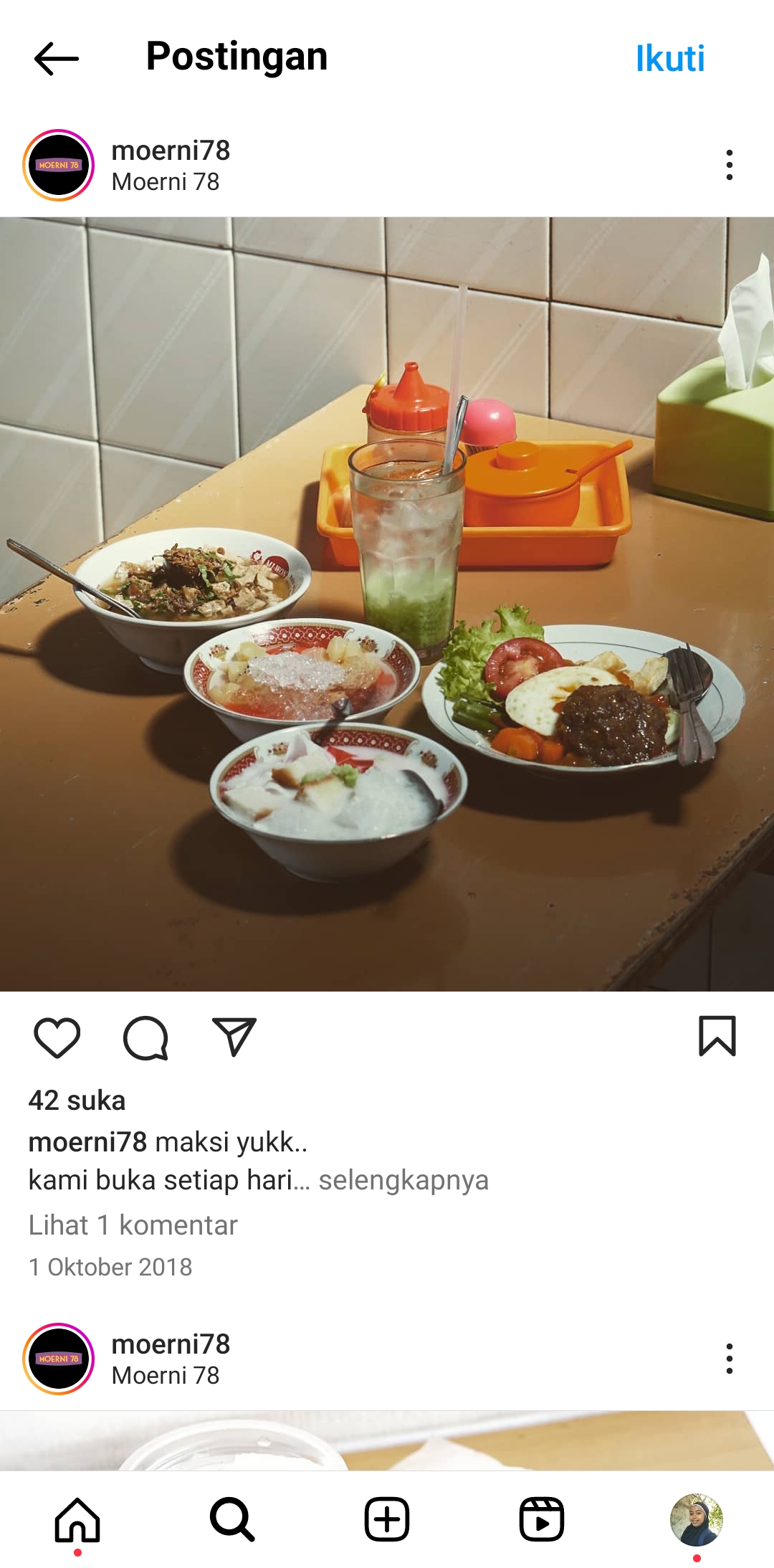 Aneka menu Kedai Es Moerni 78 di Jalan Tukangan No. 45, Tegal Panggung, Danurejan, Kota Jogja. (Instagram/@moerni 78)