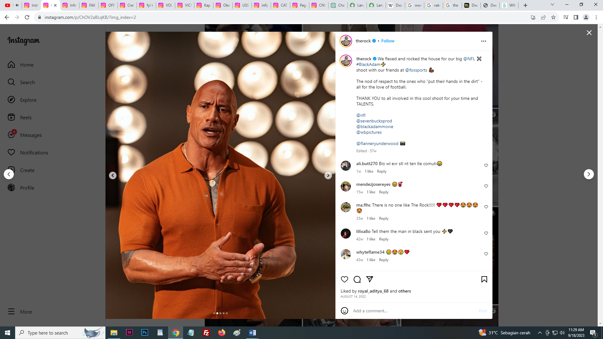 Aktor sekaligus Pegulat Dwayne Douglas Johnsong atau kerap disapa The Rock(Instagram/ @therock)
