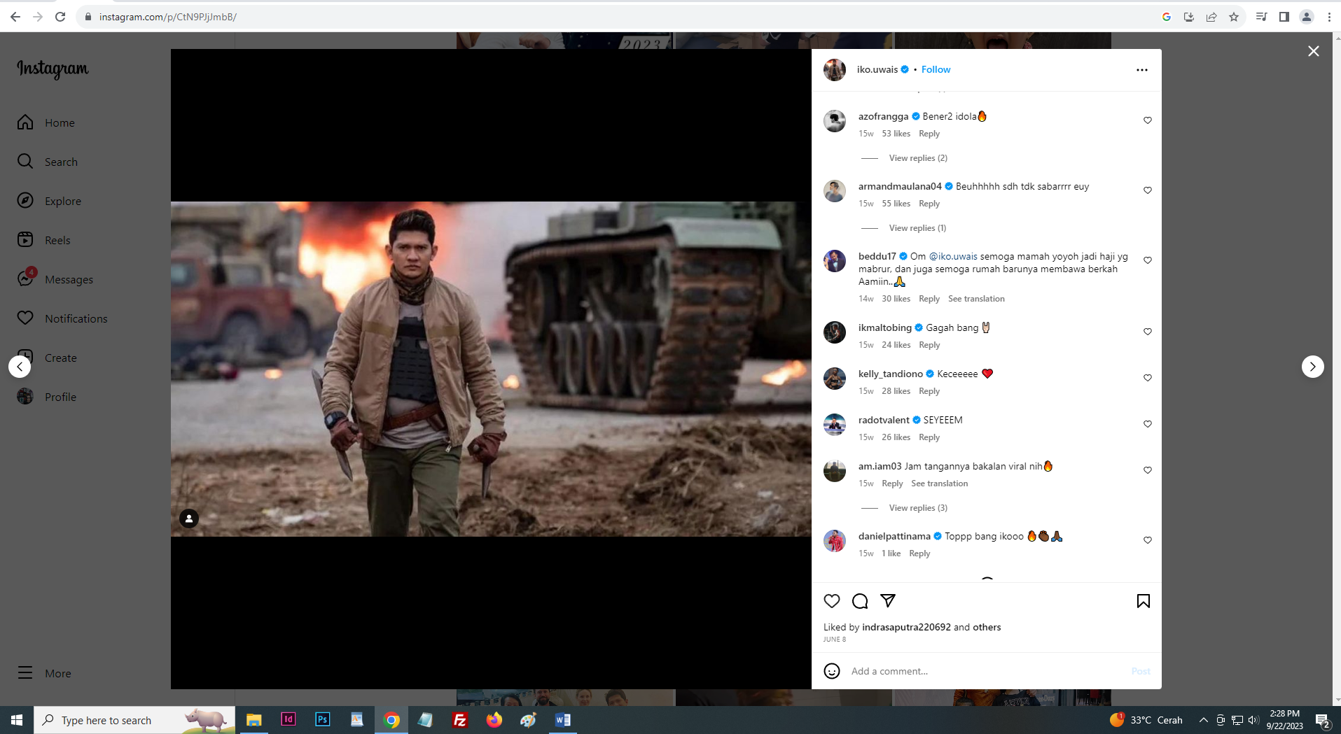 Aktor Iko Uwais yang sudah malang meilintang membintangi film kancah internasional. (Instagram/@iko.uwais)