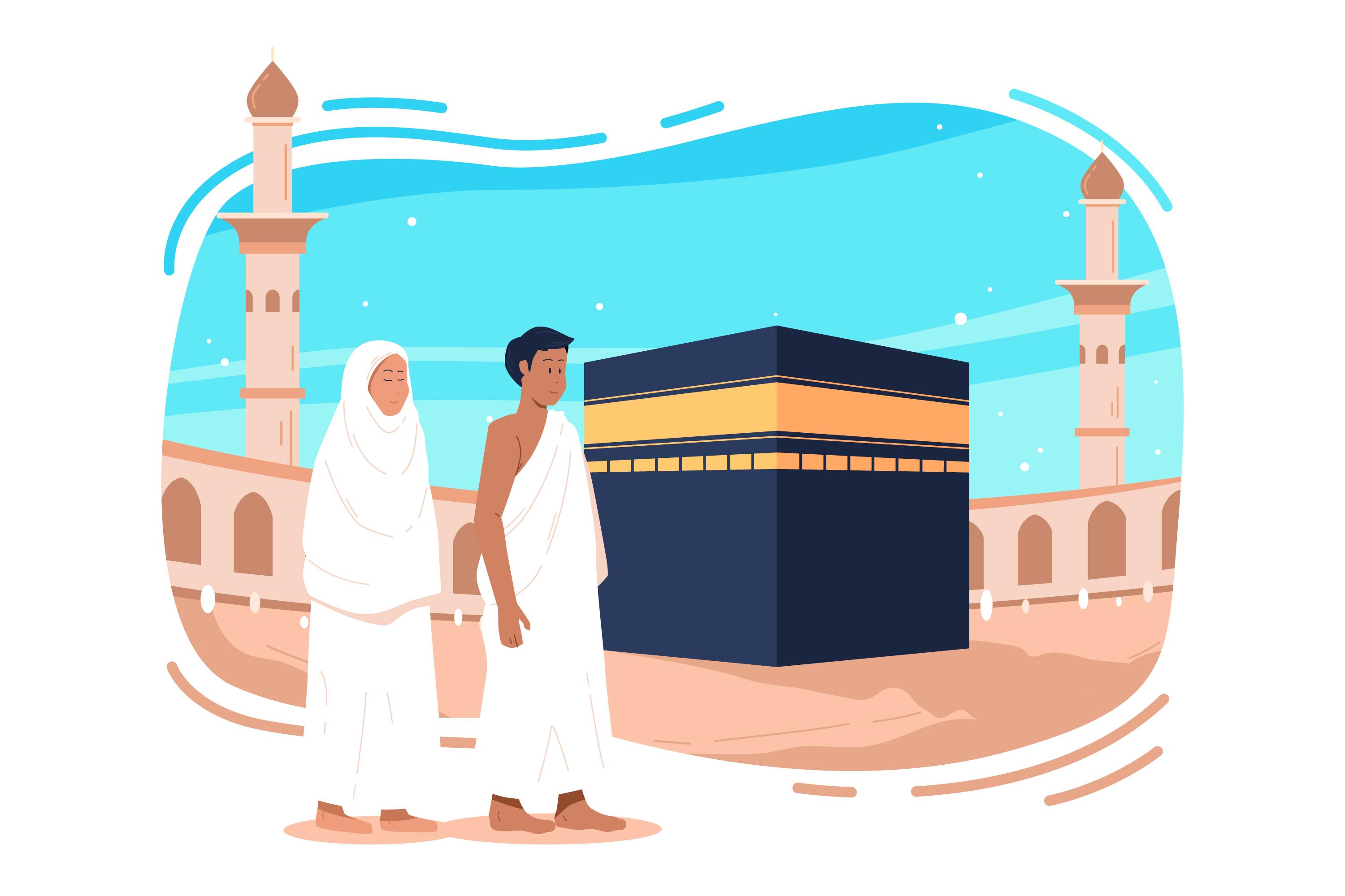 Ilustrasi Haji dan Umrah. (FREEPIK)