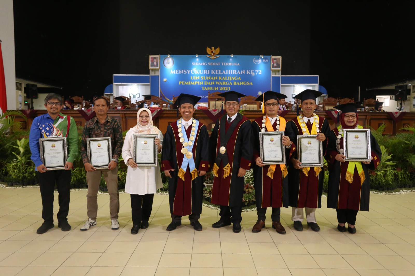TERUS BERPRESTASI: Puncak peringatan Dies Natalis ke-72 UIN Sunan Kalijaga di Gedung Prof AMin Abdullah Kampus UIN Sunan Kalijaga Jogjakarta, Rabu (26/09/2023).