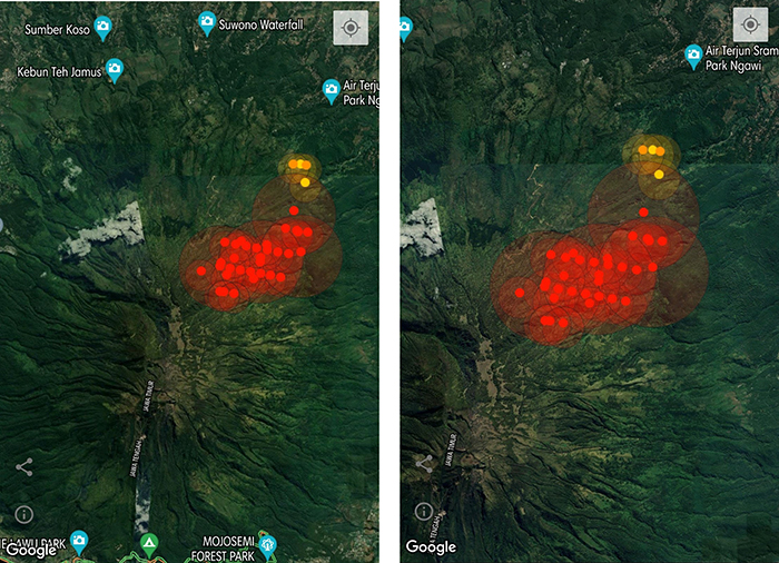 foto satelit Gunung Lawu terbakar 30 sep 2023