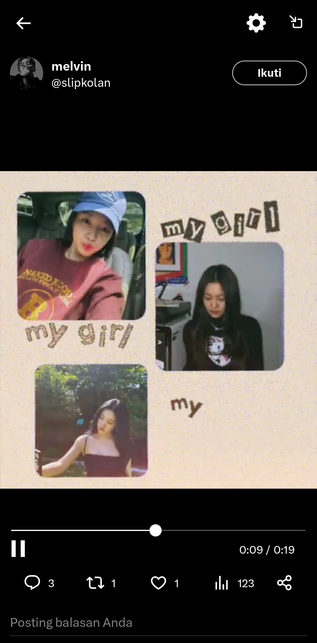 VIRAL: Tren my girl di 1 Oktober. Momentum ungkapan kasih sayang lelaki dengan memposting video kekasihnya di media sosial.  (Twitter X/@melvin)