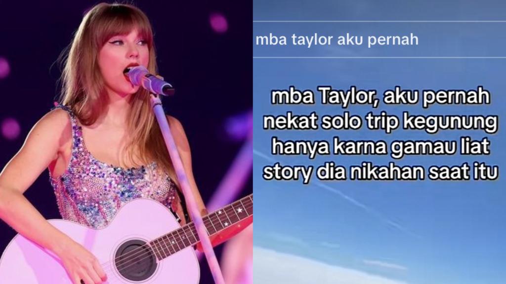 Contoh curhatan akun @deputriput mengikuti tren &lsquo;Mbak Taylor&rsquo; di TikTok.