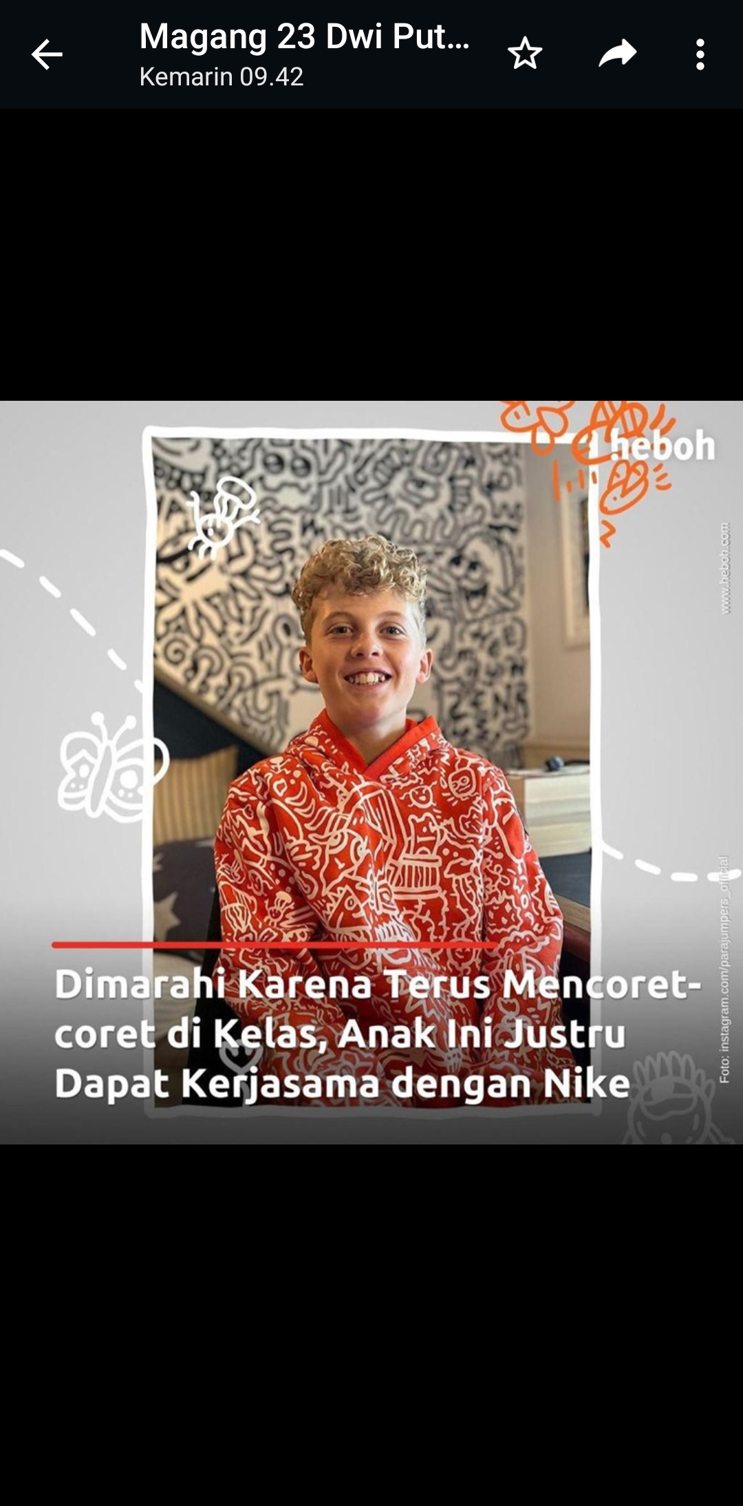 Joe Whale, usianya baru 13 tahun. Karena suka menggambar doodle, brand ternama Nike meliriknya. Mereka menjalin kerjasama. (Instagram/@parajumpers_official)