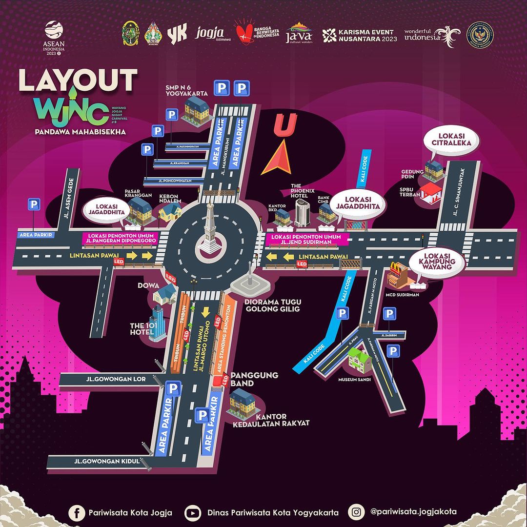 TOTALNYA: Denah Wayang Jogja Night Carnival #8 yang akan digelar 7 Oktober. (Dok Dinpar Kota Jogja)