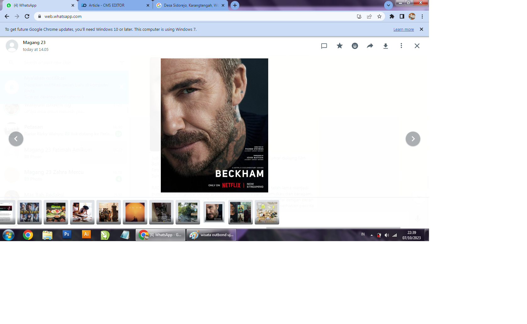 David Beckham dalam poster film &ldquo;Beckham&rdquo; yang telah tayang di Netflix. (Instagram/@davidbeckham)