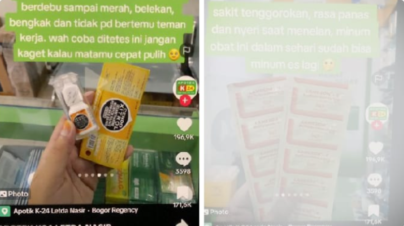 Tangkapan layar X @Pawtheninjacat Bongkar isi konten Tiktok @apotekk24id soal informasi obat-obatan yang kurang tepat. (Tangkapan layar X/@Pawtheninjacat )
