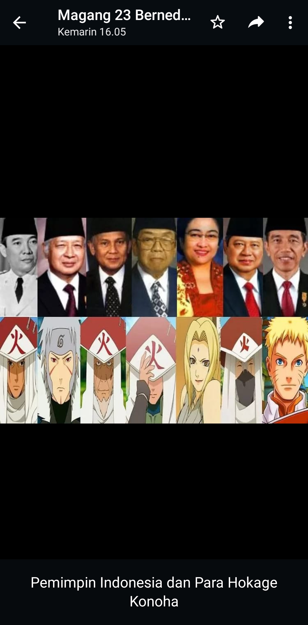 Pemimpin Indonesia dan Para Hokage Konoha yang dianggap mirip. (Istimewa)