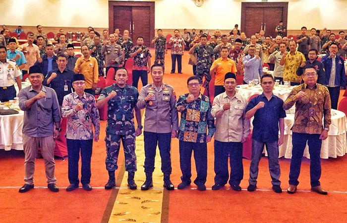 RAKOR: Sekretaris Daerah Kabupaten Magelang bersama jajaran forkompimda saat mengikuti rapat koordinasi lintas sektoral Ops Mantap Brata Candi 2023-2024 di Ballroom Grand Artos Hotel & Convention.