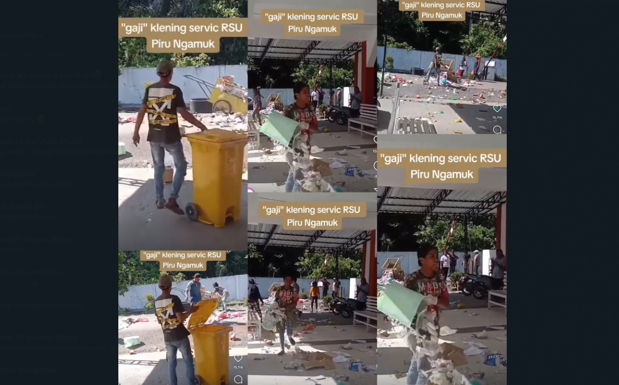 Cleaning Servis hambur sampah di depan RSUD Piru (Instagram/@creativox)