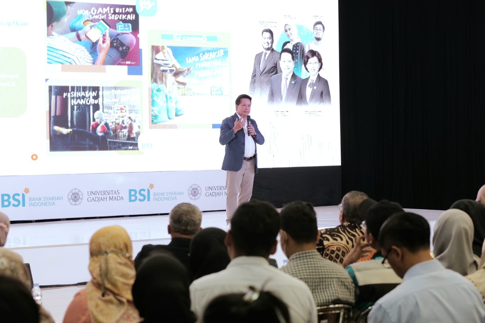 TALKSHOW: Direktur Utama BSI Hery Gunardi pada sesi INSPITALK di depan ratusan mahasiswa UGM pada acara Sharia Financial Literacy: Young, Blessed & Free. (ISTIMEWA)