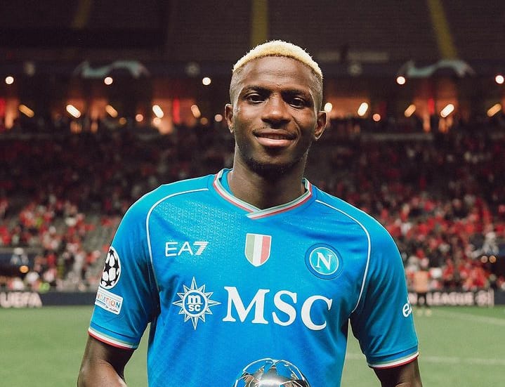 Victor Osimhen terpilih menjadi pemain terbaik, pada Liga Champions, saat Napoli kalahkan Braga 2-1. (Dok Napoli)