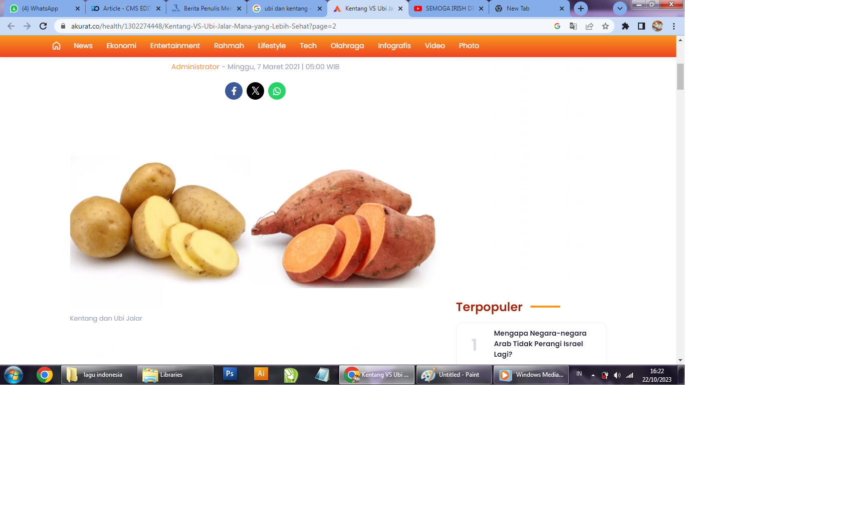 Kentang dan Ubi Jalar. (www.akurat.co)