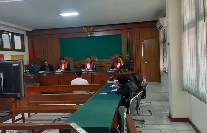 Bagus Nur Edy Wijaya saat periksa sebagai terdakwa di PN Bantul.Khairul Ma