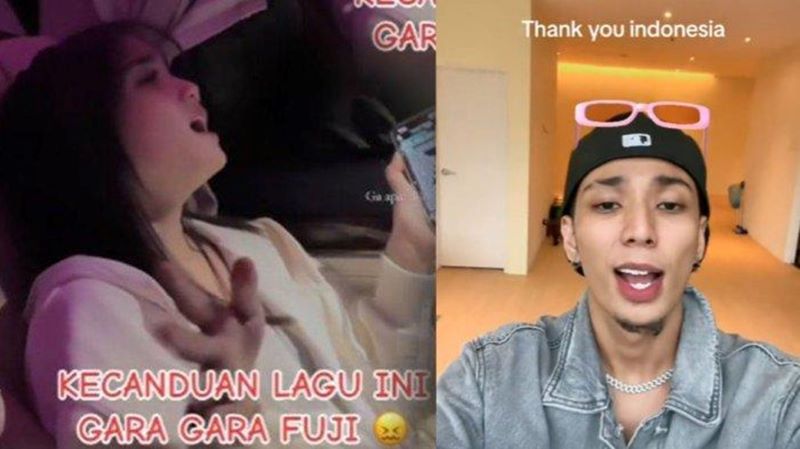 Kiri: Fuji menyanyikan lagu malam pagi yang kini viral di TikTok. Kanan: Penyanyi asli lagu Malam Pagi dari Malaysia, Saixxse. (Tiktok febuary.queen.0521/ @saixxse)