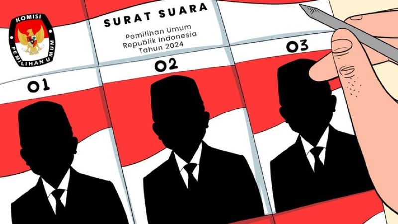 Ilustrasi surat suara pemilu 2024. (Edward Ricardo//CNBC Indonesia)