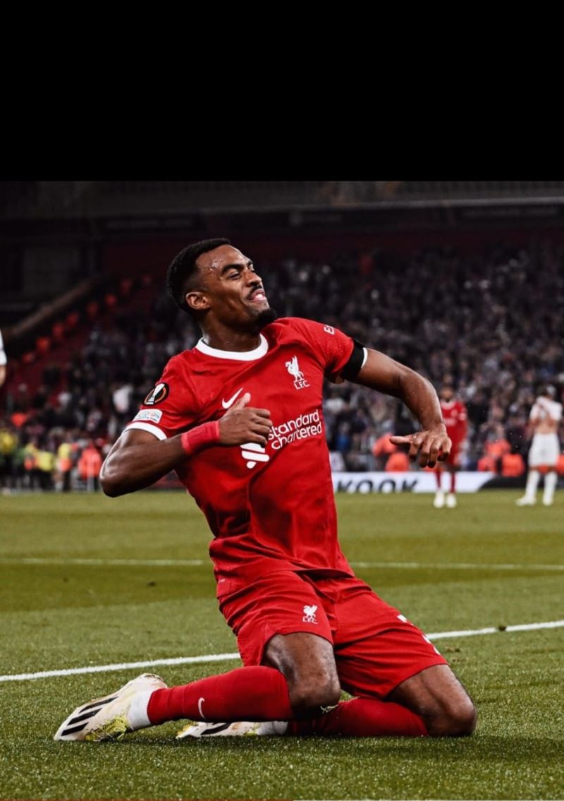MROSOT: selebrasi dari Ryan Gravenberch setelah mencetak gol untuk Liverpool (IG Liverpool)