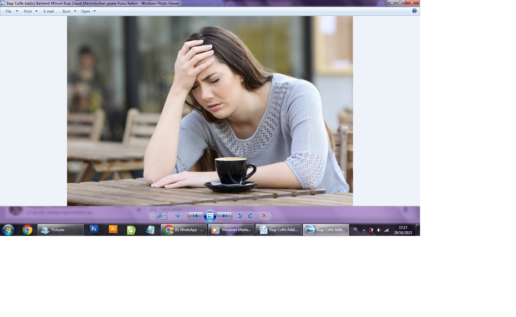 Ilustrasi seseorang merasa pusing karena kebanyakan minum kopi. (website/yesdok)