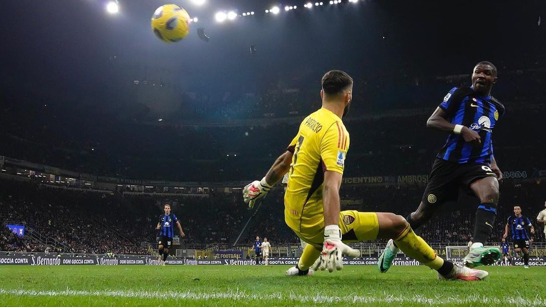 BERHASIL: Satu gol tunggal dari Macus Thuram bawa Inter Milan kalahkan tamunya AS Roma di Stadion Giuseppe Meazza, pada Senin (30/10/2023) dini hari. (IG Inter)