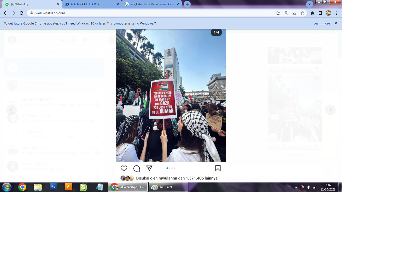 Syifa Hadju ikut aksi dukung Palestina atas serangan Israel. (Instagram/@syifahadju)