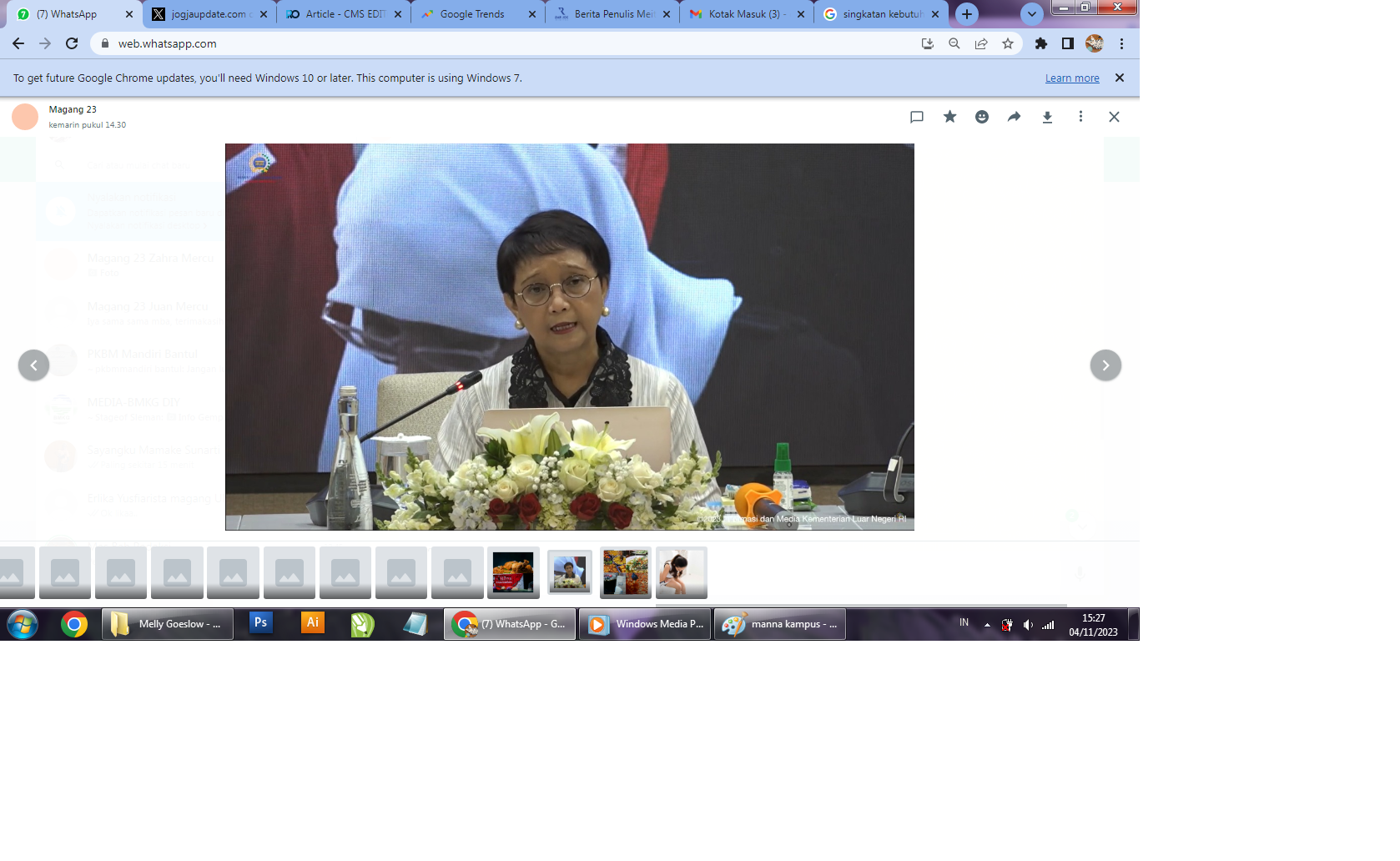 Menteri Luar Negeri RI, Retno LP Marsudi. (Tangkapan layar Youtube/MoFA Indonesia)