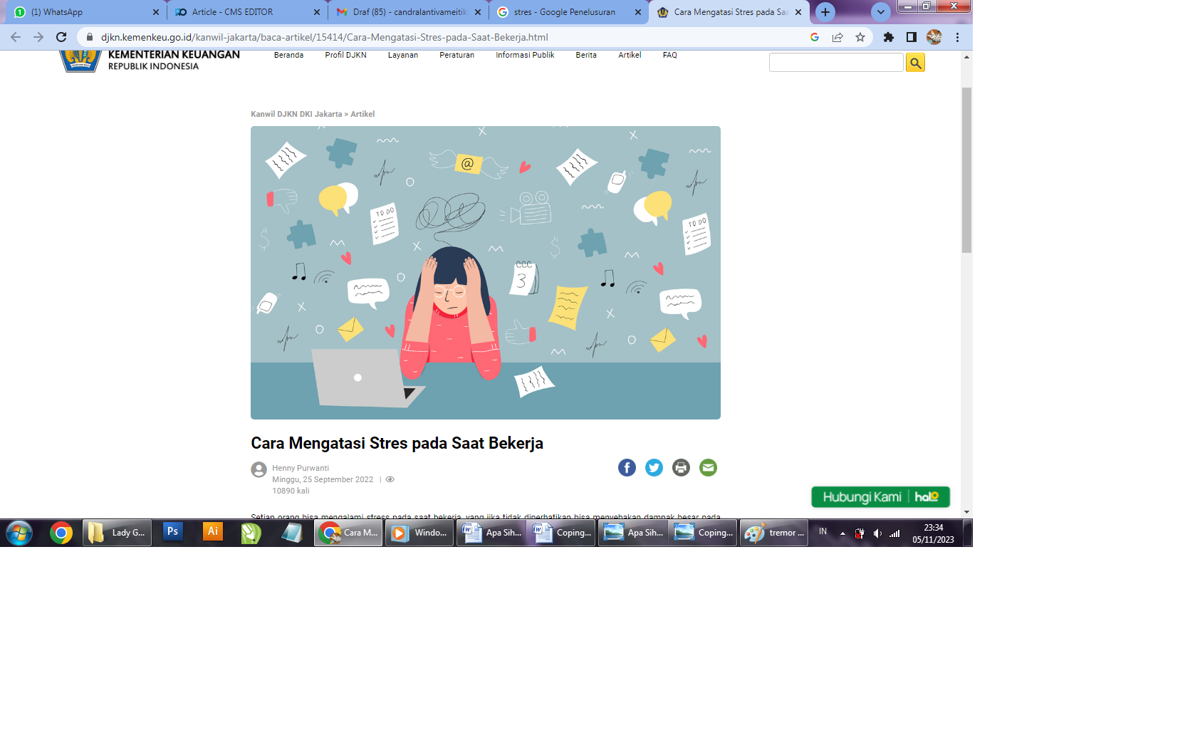 Ilustrasi Stres. (www.djkn.kemenkeu.go.id)
