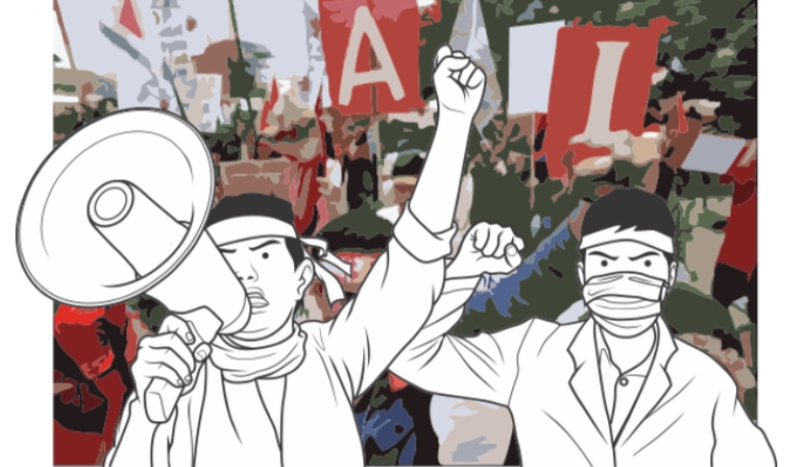 Ilustrasi demo mogok kerja. (hukumonline.com)