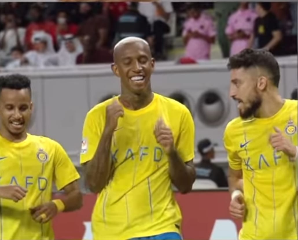 JOGET: Anderson Talisca berjoget setelah menciptakan hattrick ke gawang Al-Duhail SC (IG alnassr)